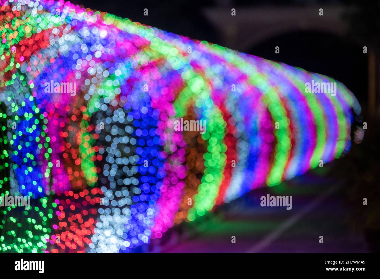 Colorful bokeh glitter defocused lights abstract background. Stock Photo