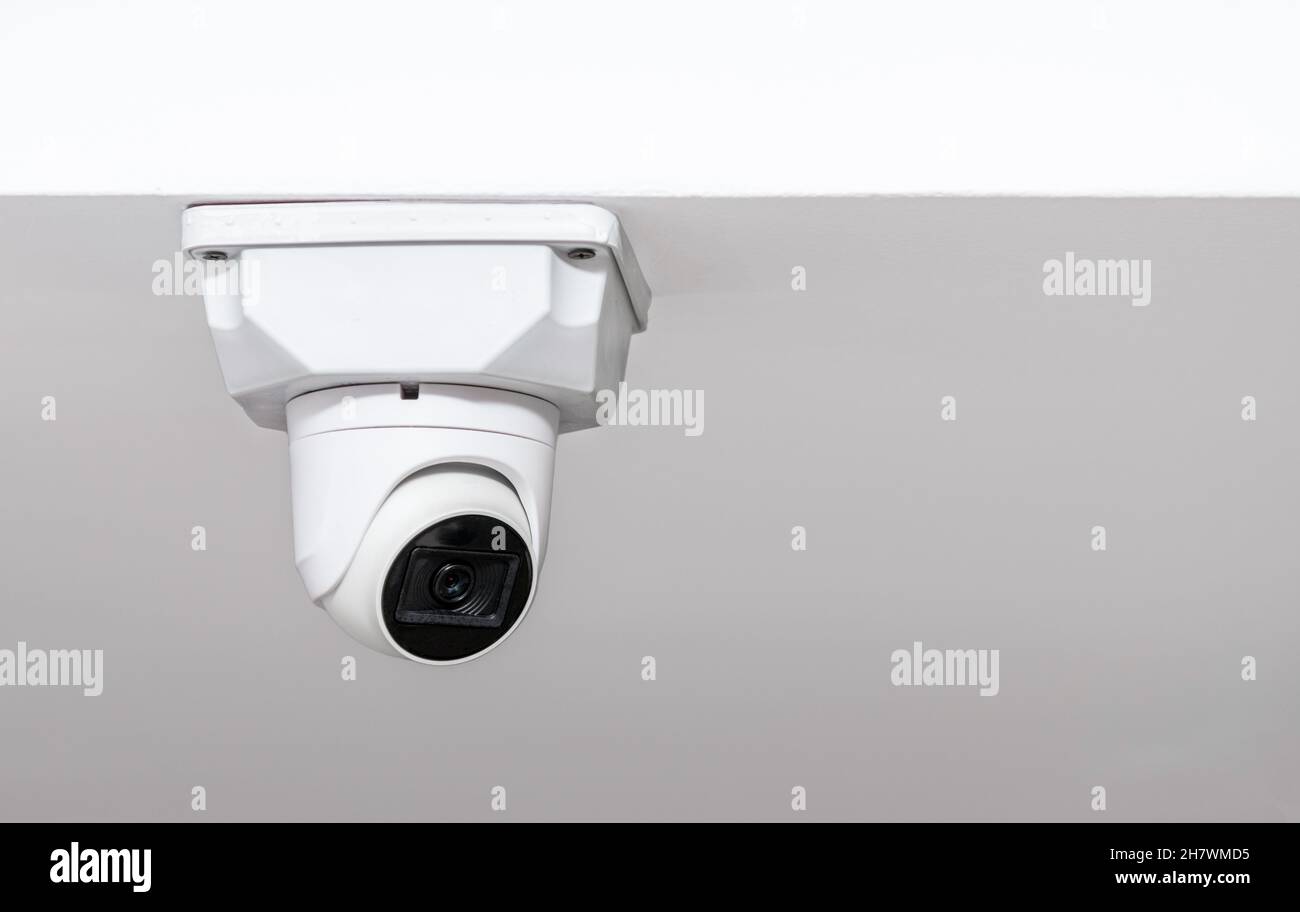 White ceiling mounted security camera with night vision Stock Photo Alamy