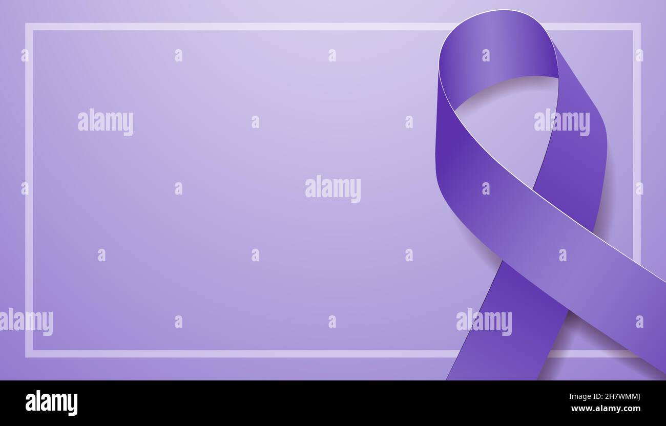 Alzheimer's disease awareness month concept. Banner template with purple ribbon.  Vector illustration. Stock Vector