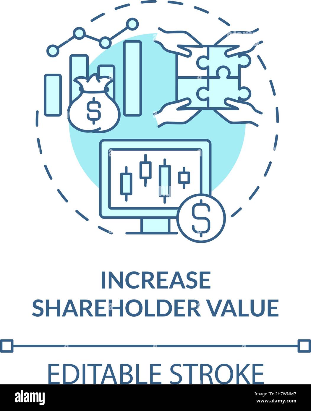 Increase shareholder value blue concept icon Stock Vector Image & Art