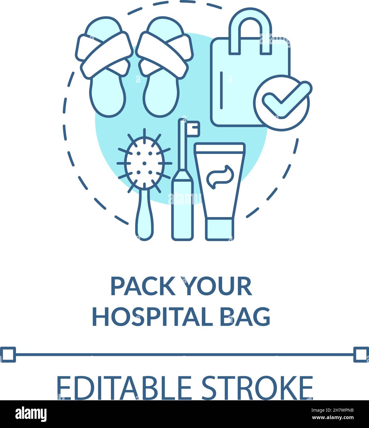 Pack hospital bag blue concept icon Stock Vector