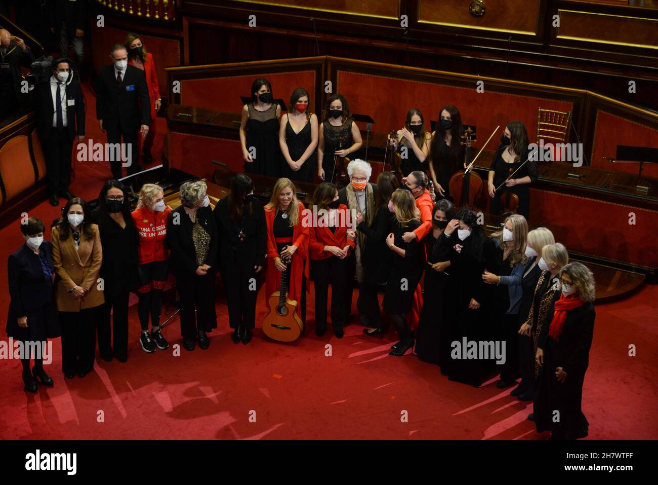 Palazzo Madama, Senato, Roma, Italy, November 25, 2021, The senators and guests of the event  during  &#34;No to violence, the cry of women&#34;. The event wanted by President Casellati on the occasion of the Day against violence against women. - News Stock Photo