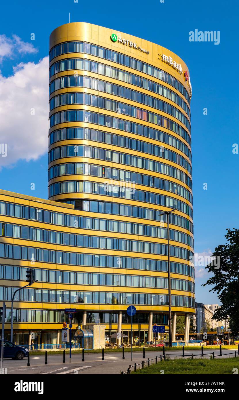 Warsaw, Poland August 12, 2021 Zebra Tower office plaza of Union