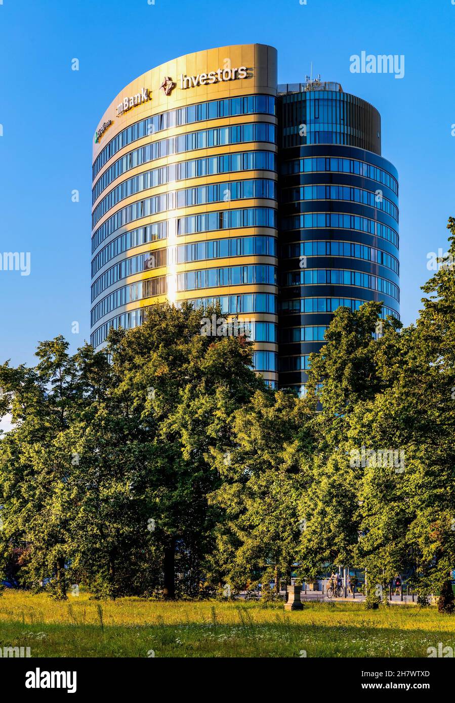 Warsaw, Poland August 12, 2021 Zebra Tower office plaza of Union