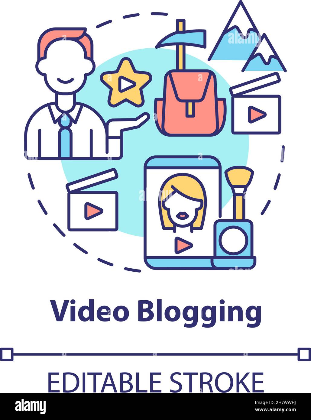Video blogging concept icon Stock Vector