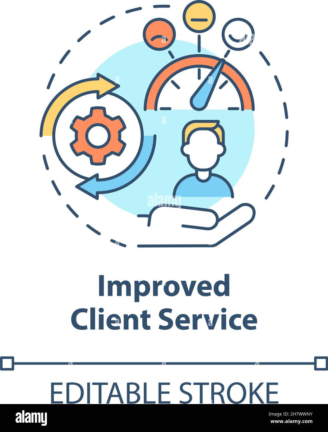 Improved client service concept icon Stock Vector