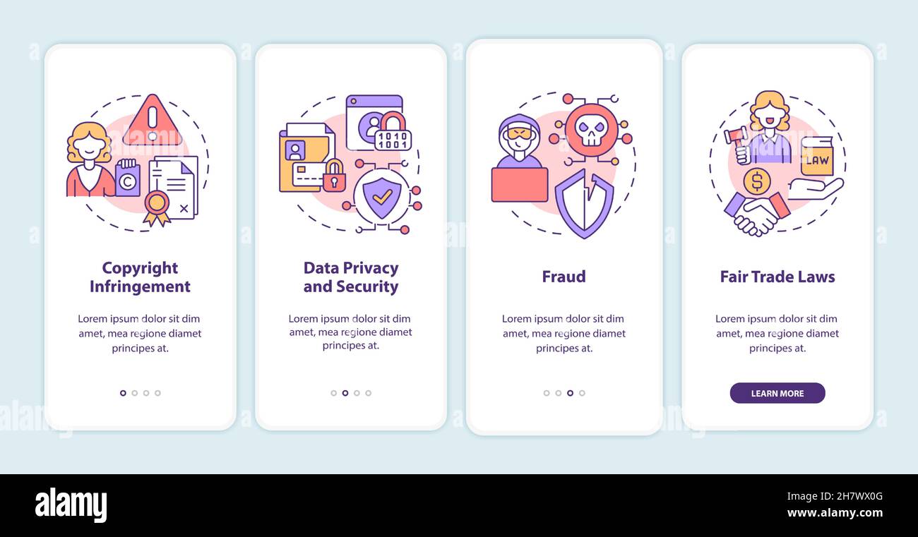 Online entrepreneurship risks onboarding mobile app page screen Stock Vector