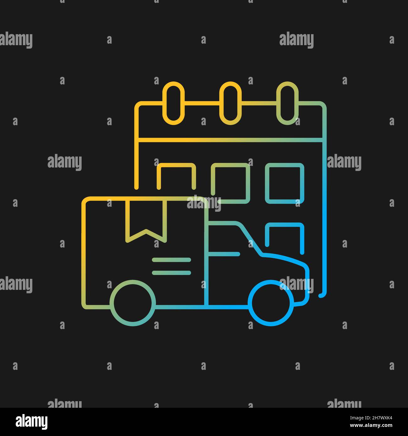 International orders shipping schedule gradient vector icon for dark theme Stock Vector