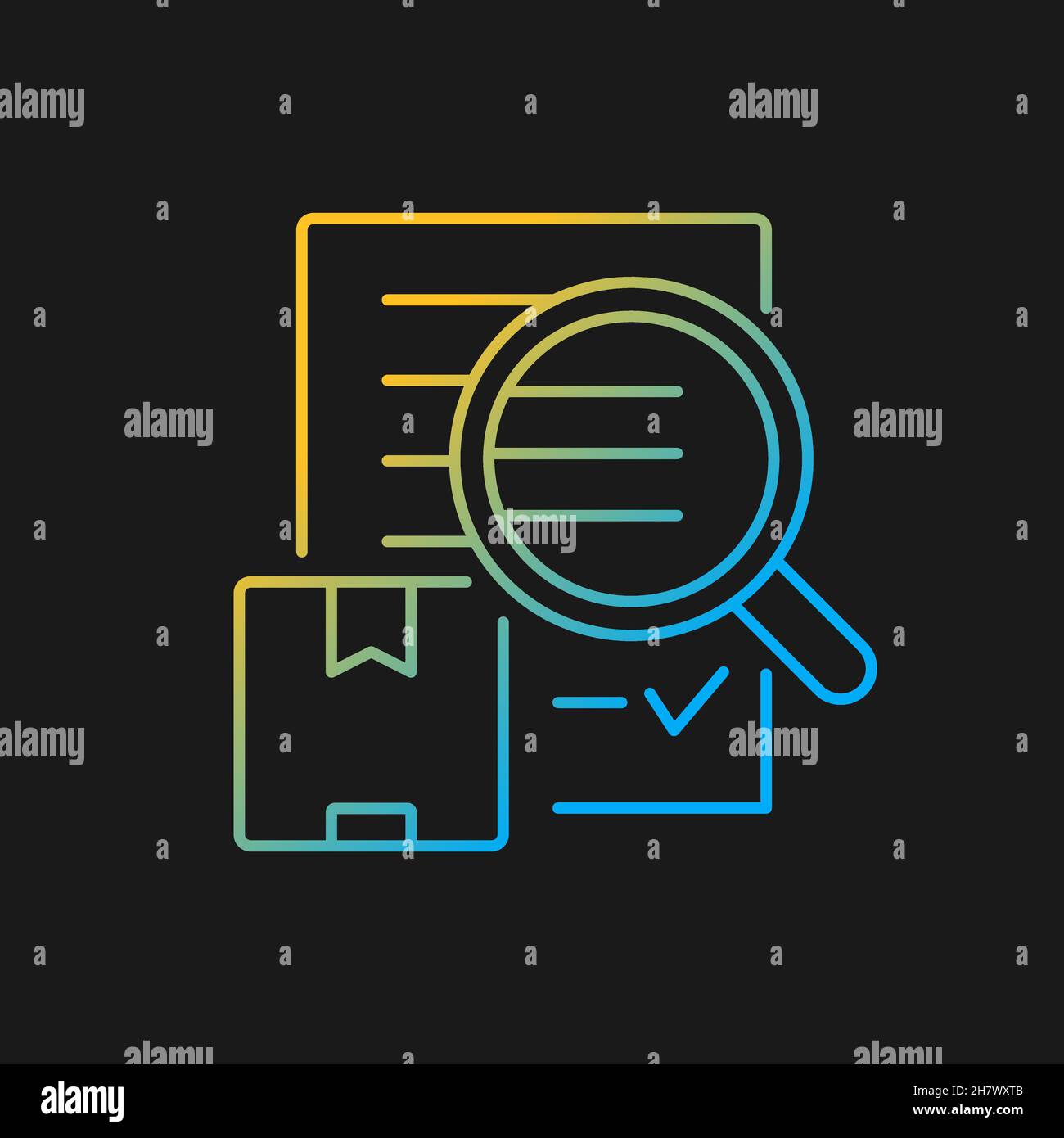 Shipping audit cargo transportation control gradient vector icon for dark theme Stock Vector
