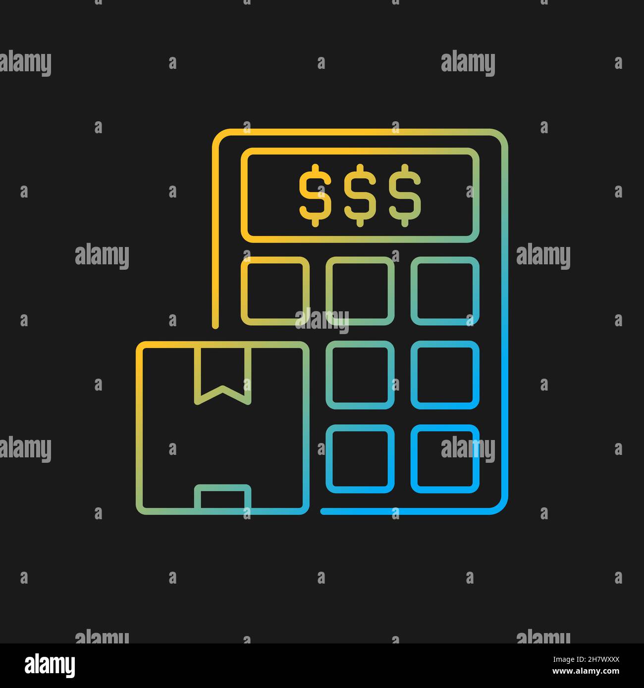 Shipping cost calculator gradient vector icon for dark theme Stock Vector