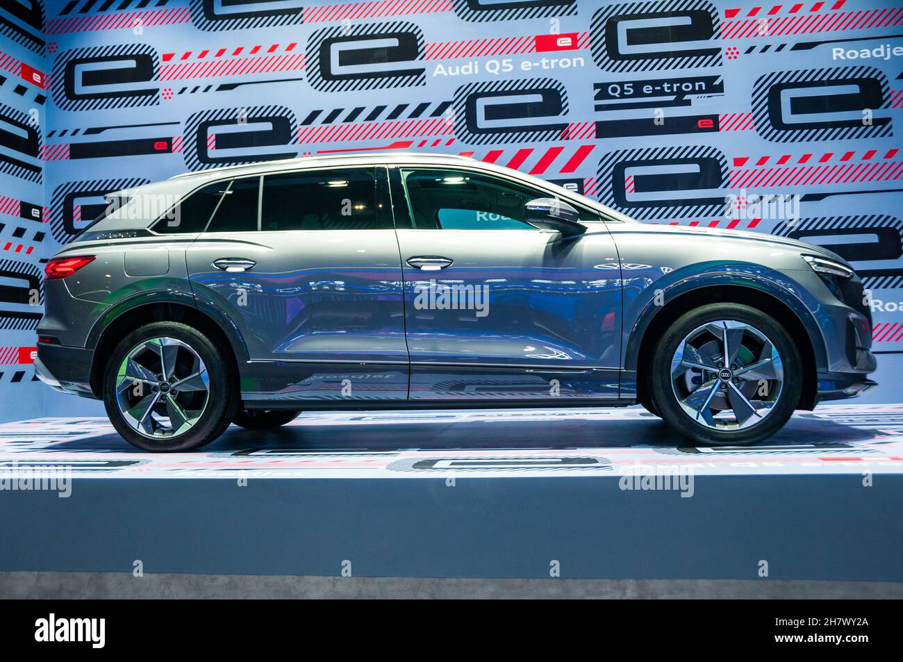 Audi Q5 e-tron seen on display at the 2021 Guangzhou Auto Show, Guangdong Province, China. Stock Photo