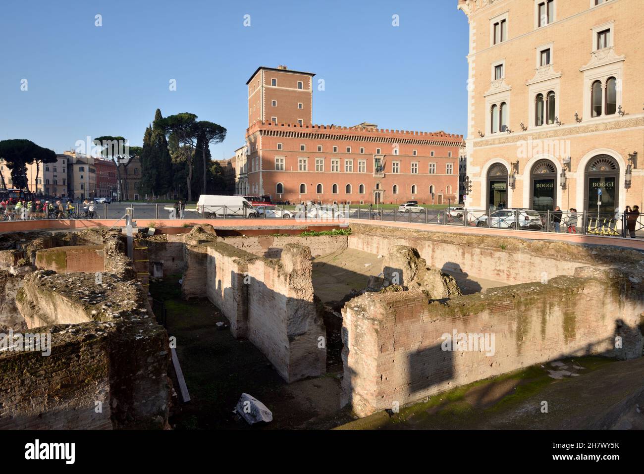italy, rome, piazza venezia, ruins of the hadrian's auditoria Stock Photo