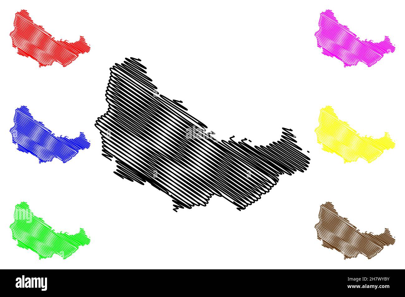 Doda district (Jammu and Kashmir union territory, Republic of India) map vector illustration