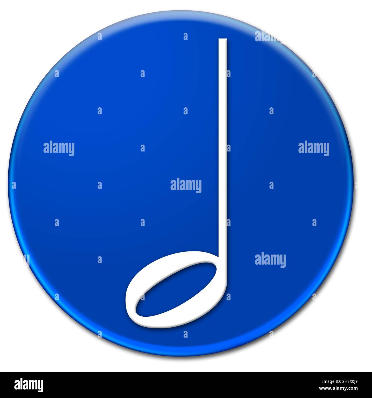 Music note on a blue glassy button isolated over white background Stock ...