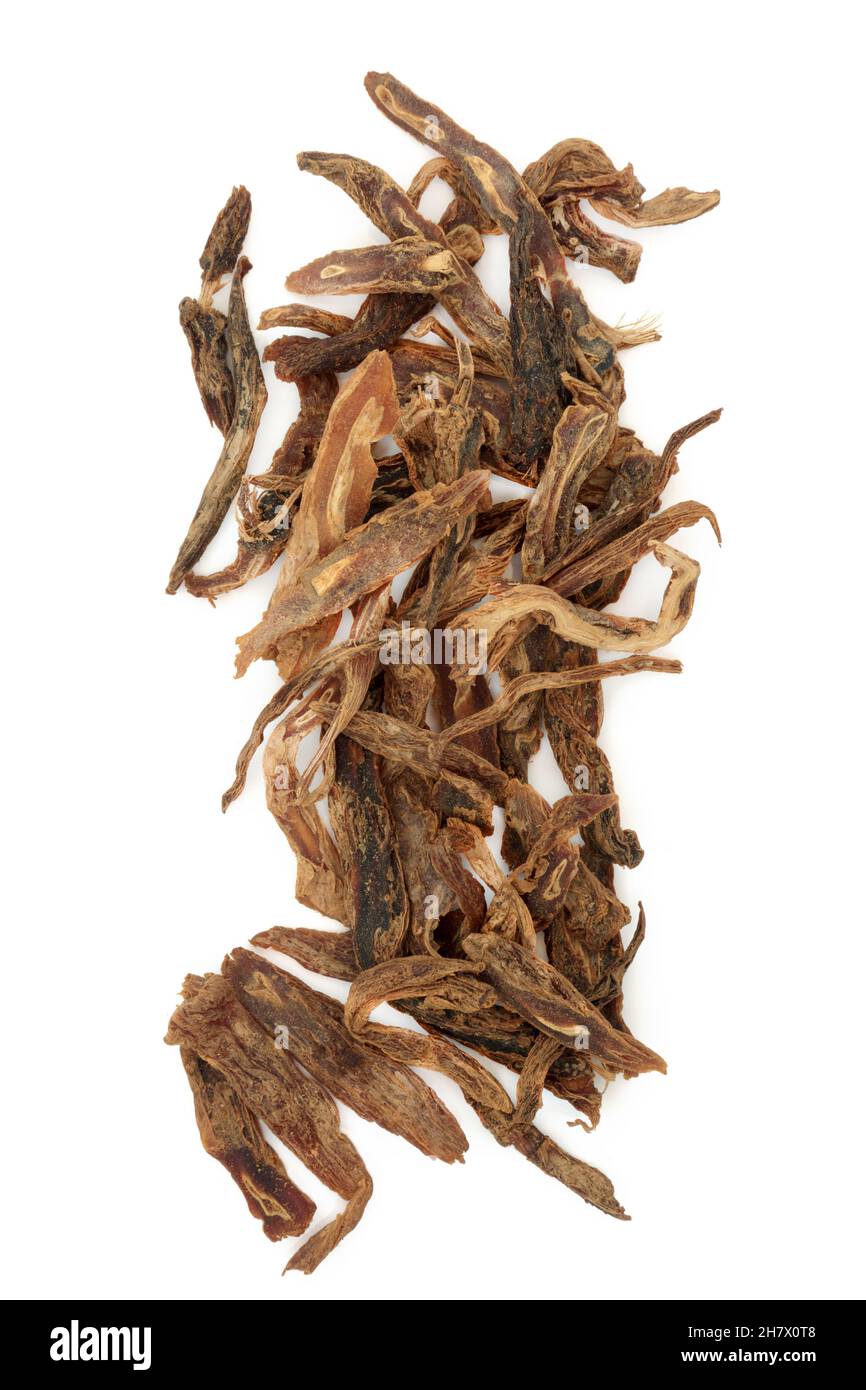 Stemona root herb used in traditional Chinese herbal medicine on white
