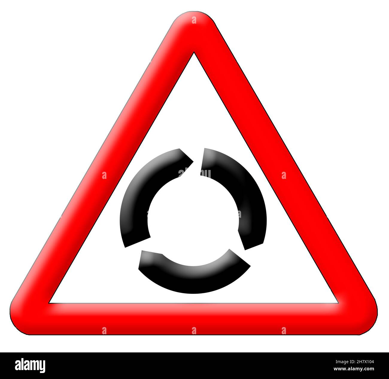 Roundabout traffic sign isolated over white background Stock Photo