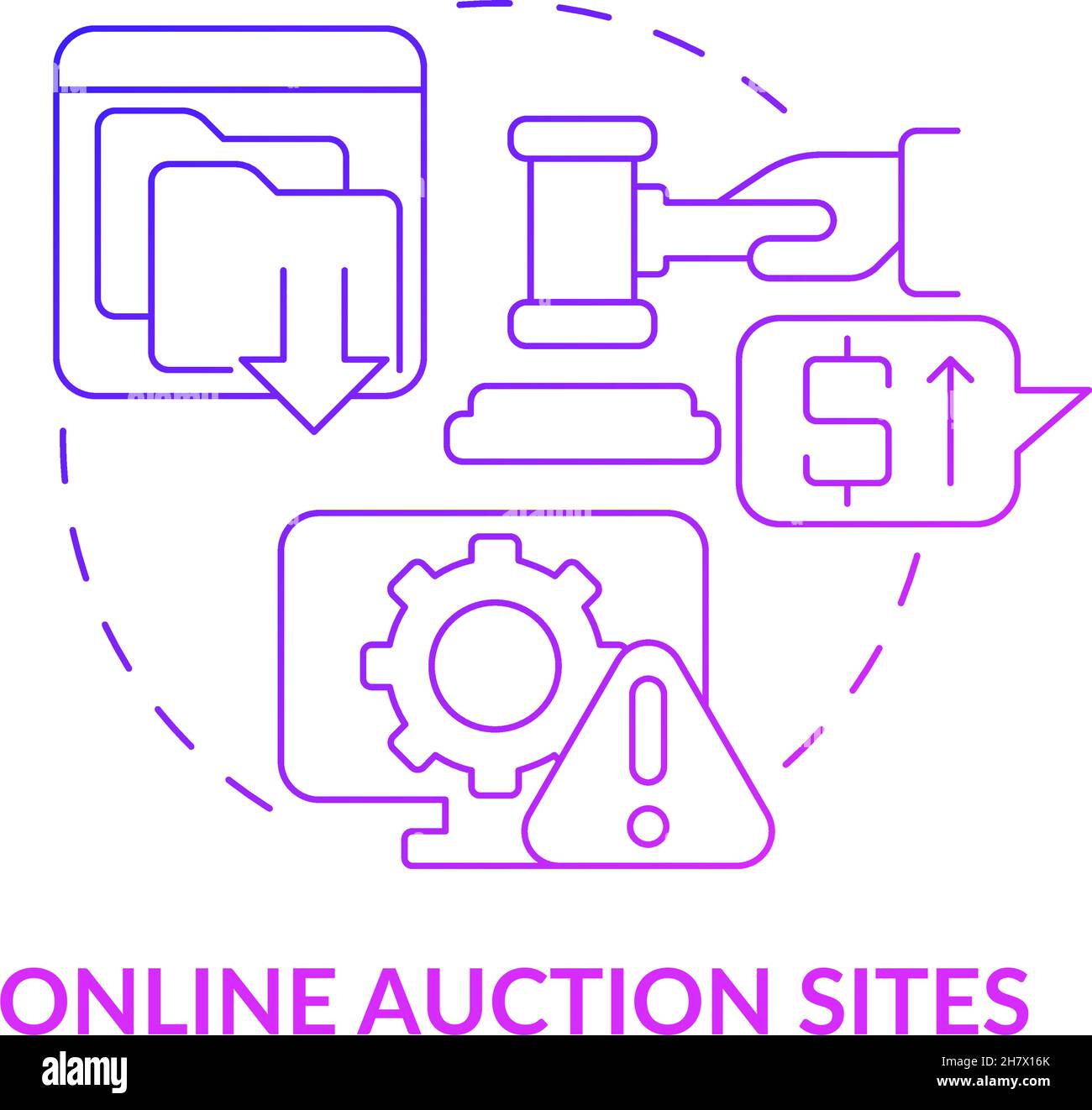 Online auction sites purple gradient concept icon Stock Vector