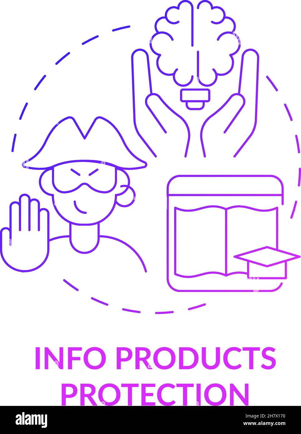 Info products protection purple gradient concept icon Stock Vector