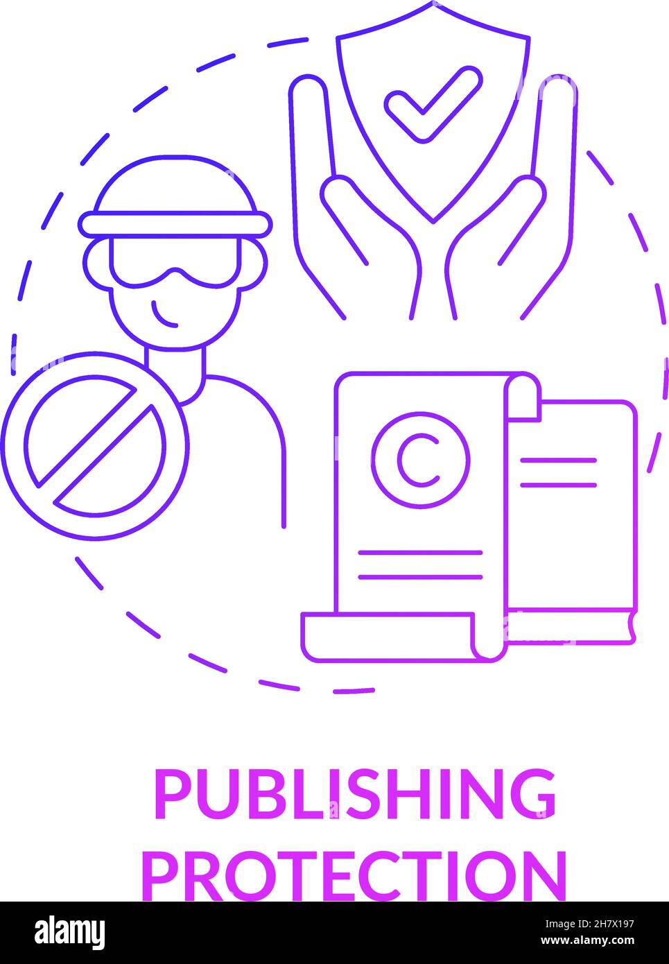 Publishing protection purple gradient concept icon Stock Vector