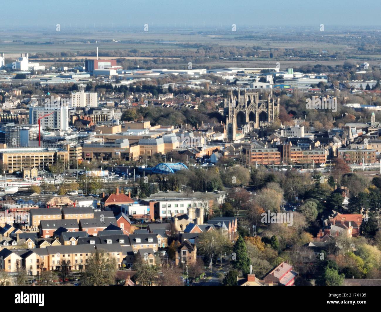 Peterborough, UK. 22nd Nov, 2021. A view towards the city centre ...