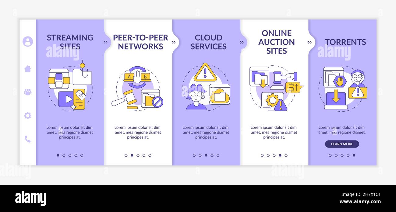 Copyrighted content sources onboarding vector template Stock Vector