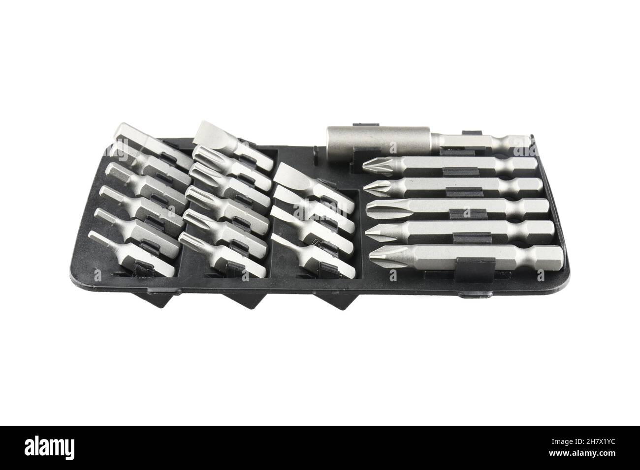 Various bits in a row in the bit holder Stock Photo