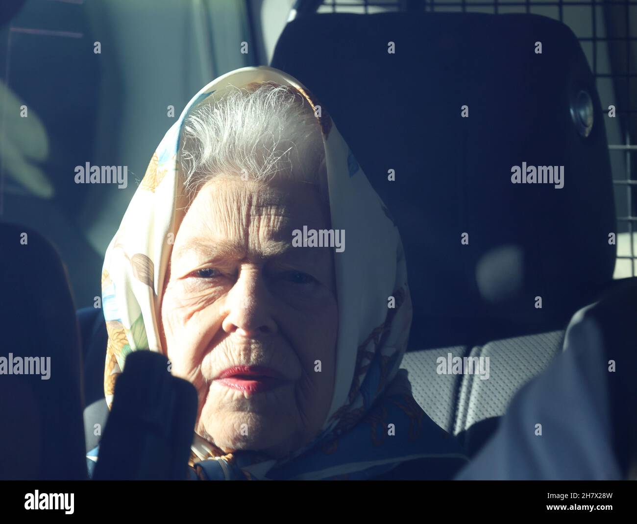 Queen Elizabeth II, is seen being driven around the Sandringham Estate