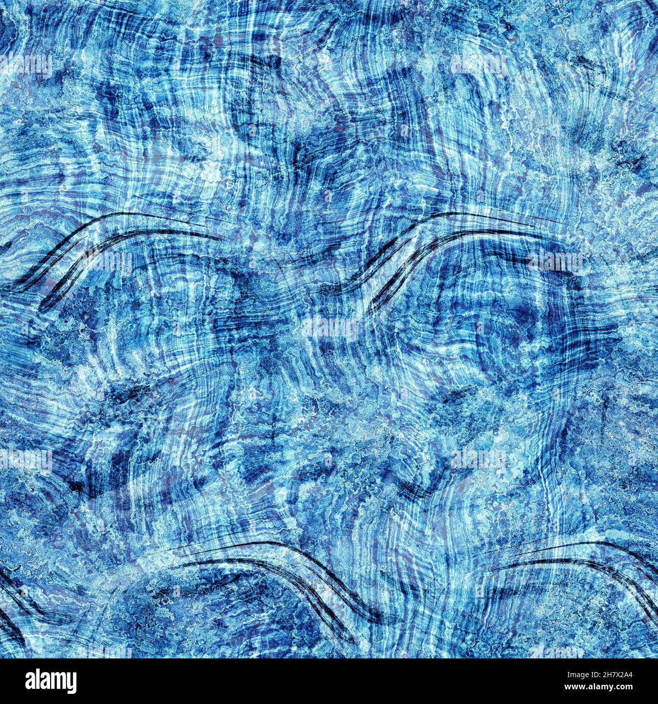 Seamless indigo block print texture on navy blue woven effect ...