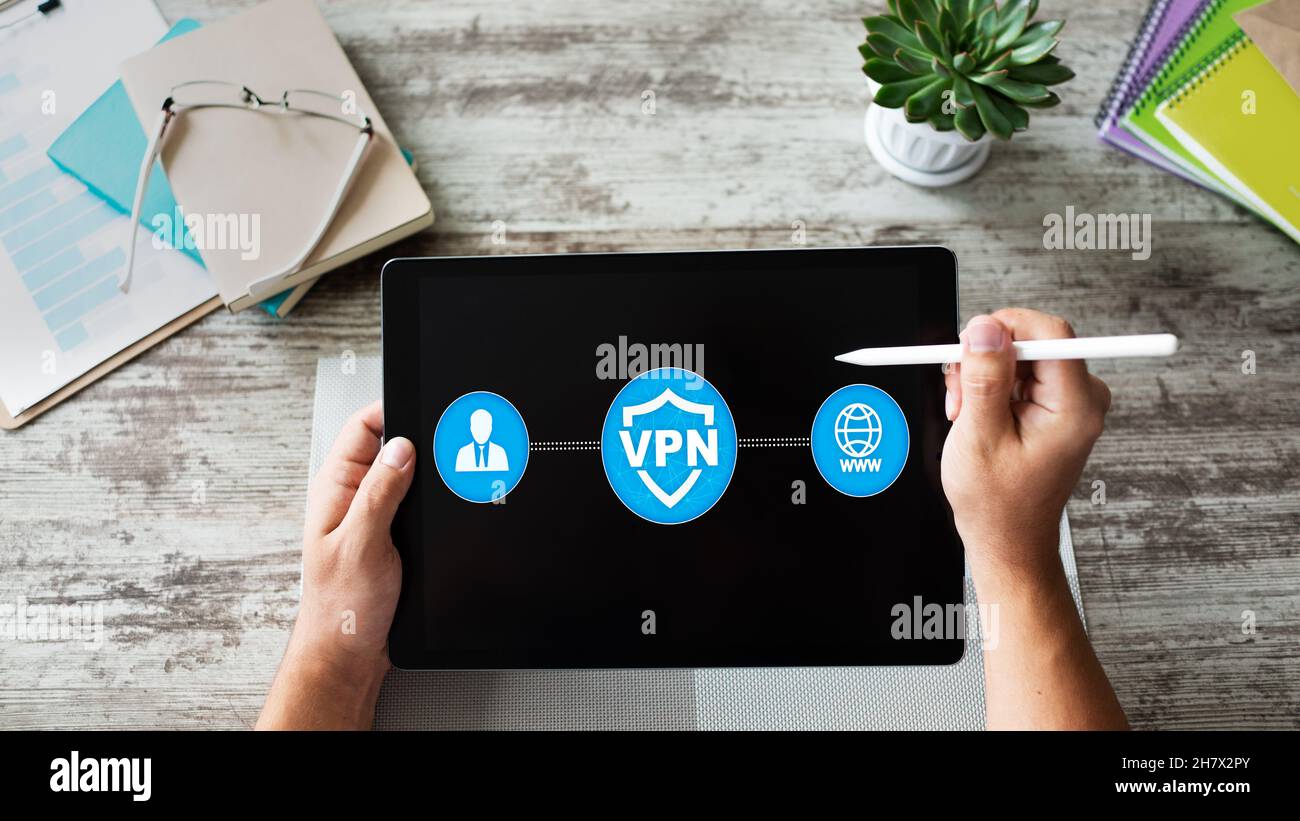 VPN - Virtual perivate network. Internet conncetion privacy concept. Stock Photo