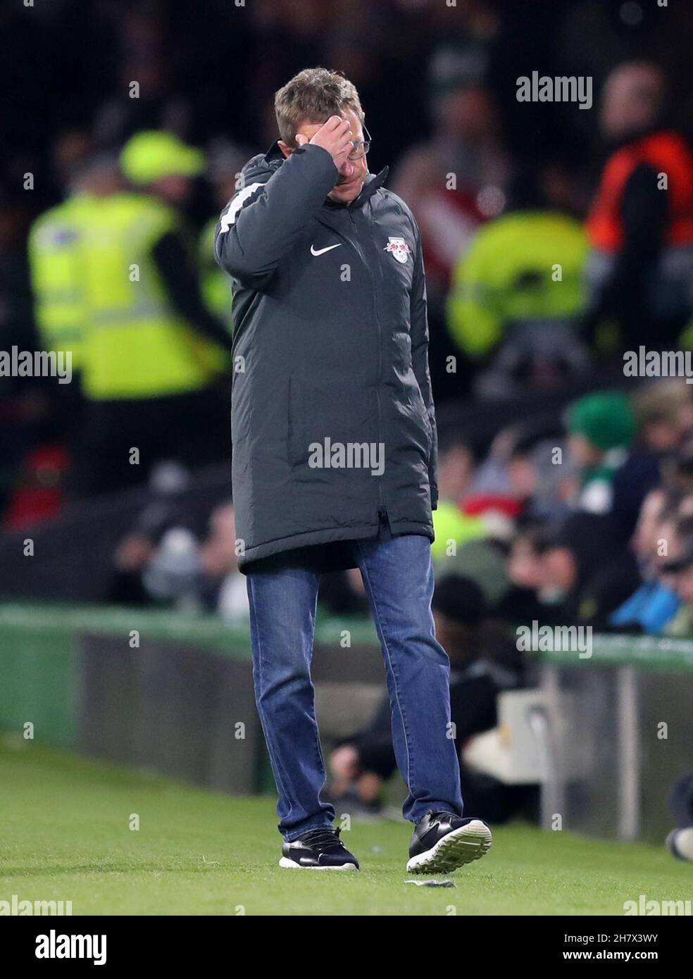 Leipzig manager Ralf Rangnick during the UEFA Europa League, Group B match at Celtic Park, Glasgow. Picture date: Thursday November 8, 2018. See PA story SOCCER Celtic. Photo credit should read: Jane Barlow/PA Wire Stock Photo
