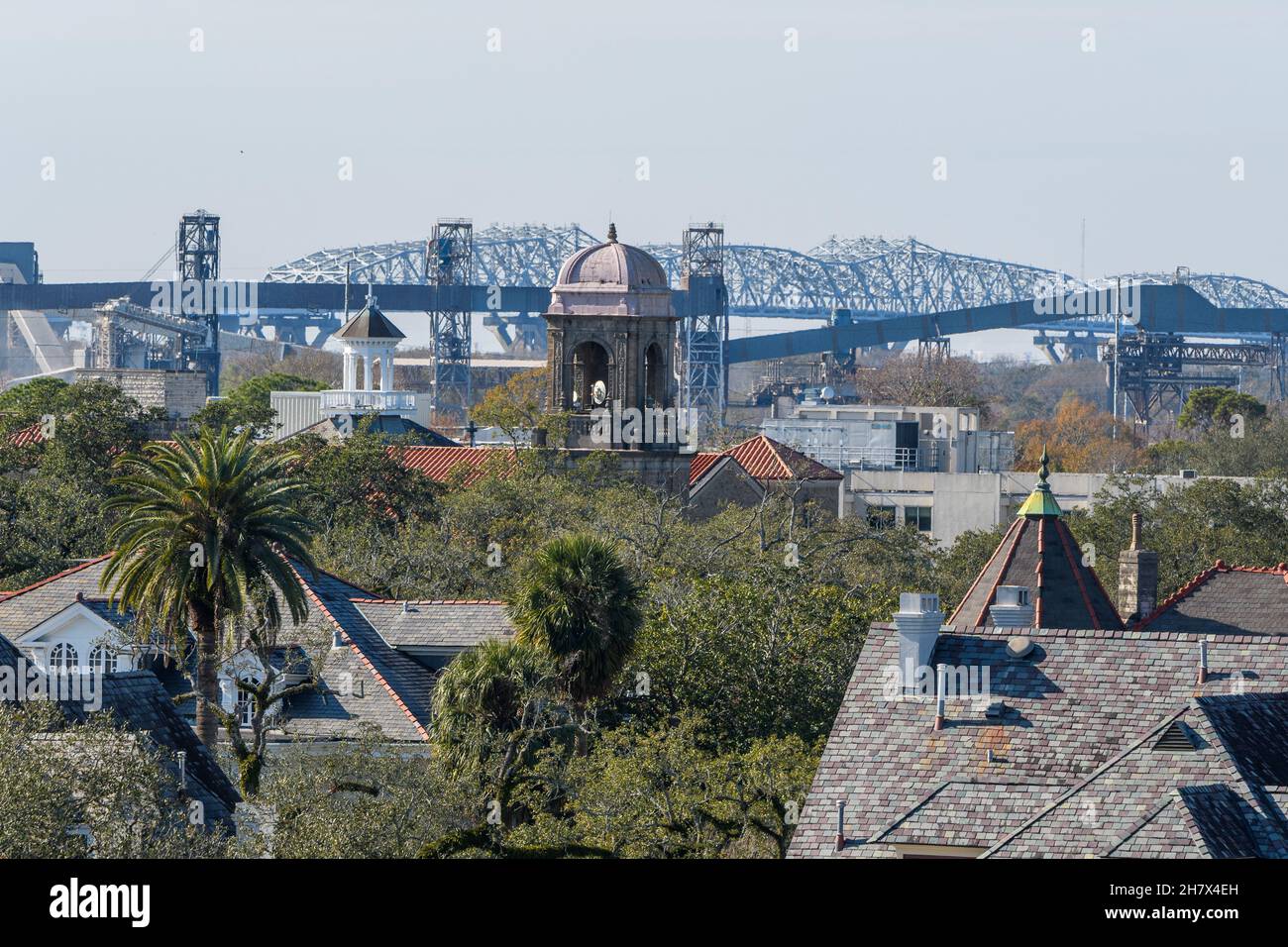 NEW ORLEANS, LA, USA JANUARY 2, 2021 Aerial view of rooftops of
