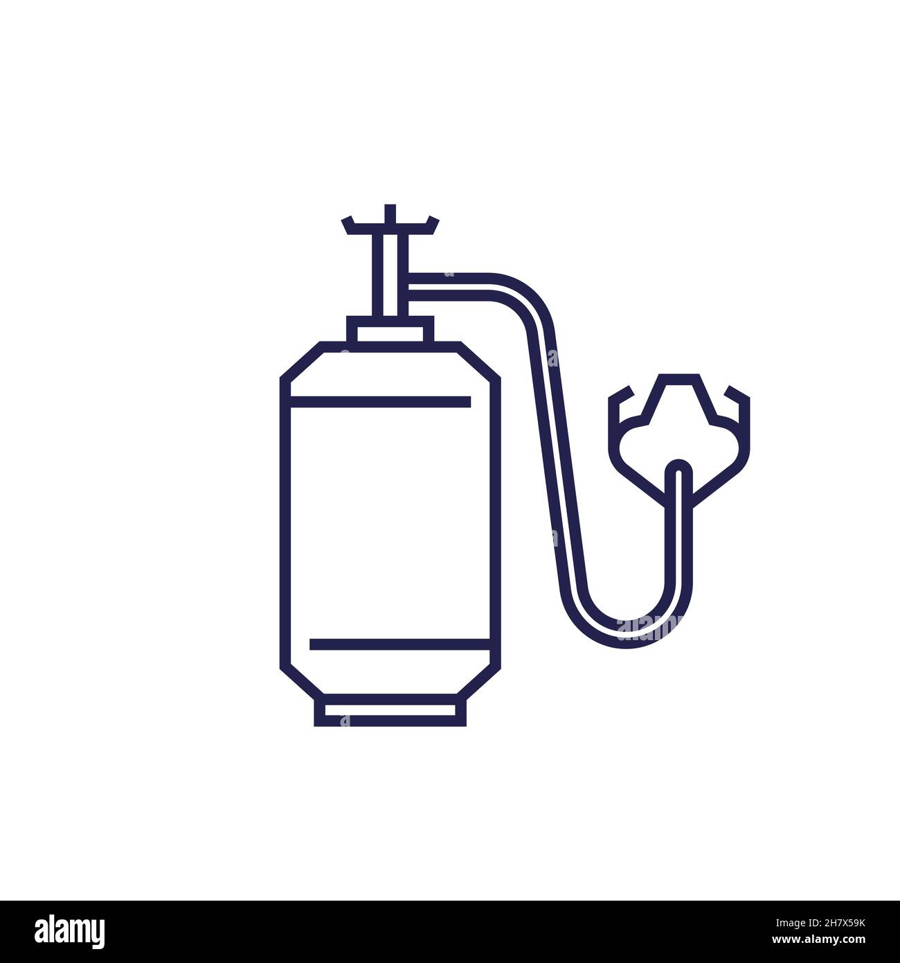 oxygen tank and mask line icon, vector Stock Vector