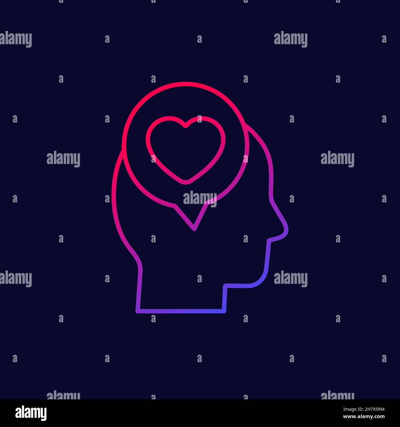 Head and heart line vector icon Stock Vector Image & Art - Alamy