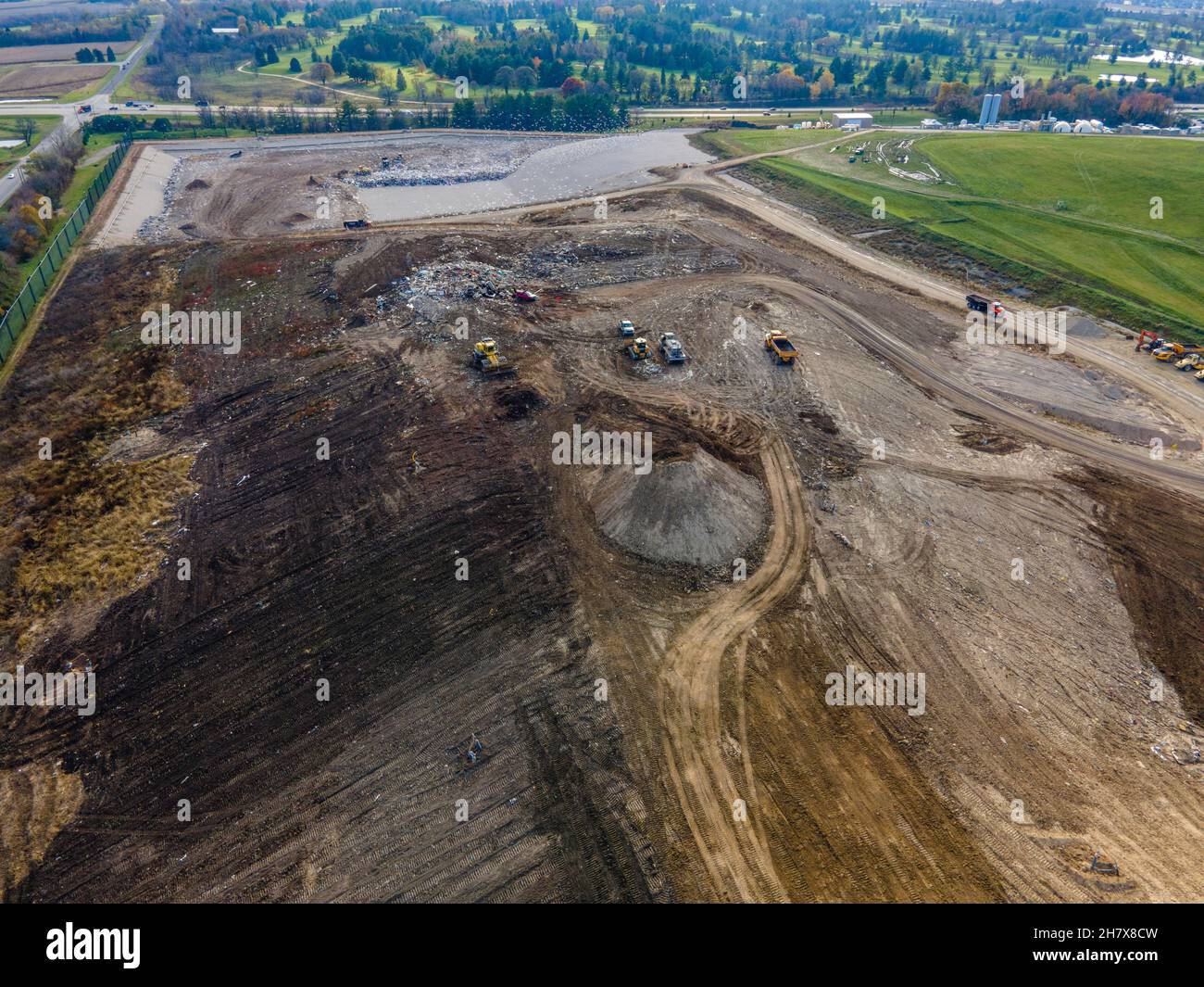 Aerial photograph of Dane County Landfill on an overcast November