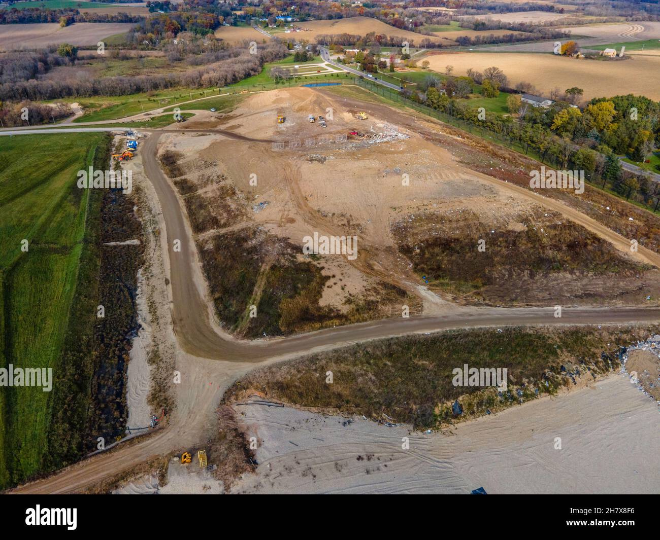 Aerial photograph of Dane County Landfill on an overcast November