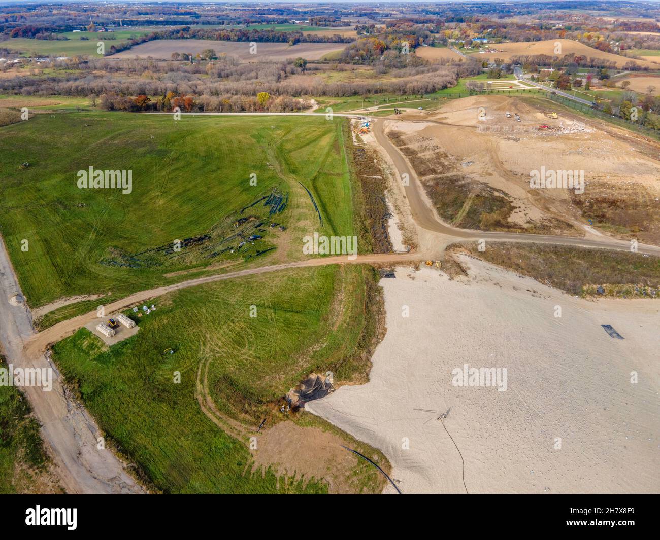 Aerial photograph of Dane County Landfill on an overcast November afternoon. Madison, Wisconsin
