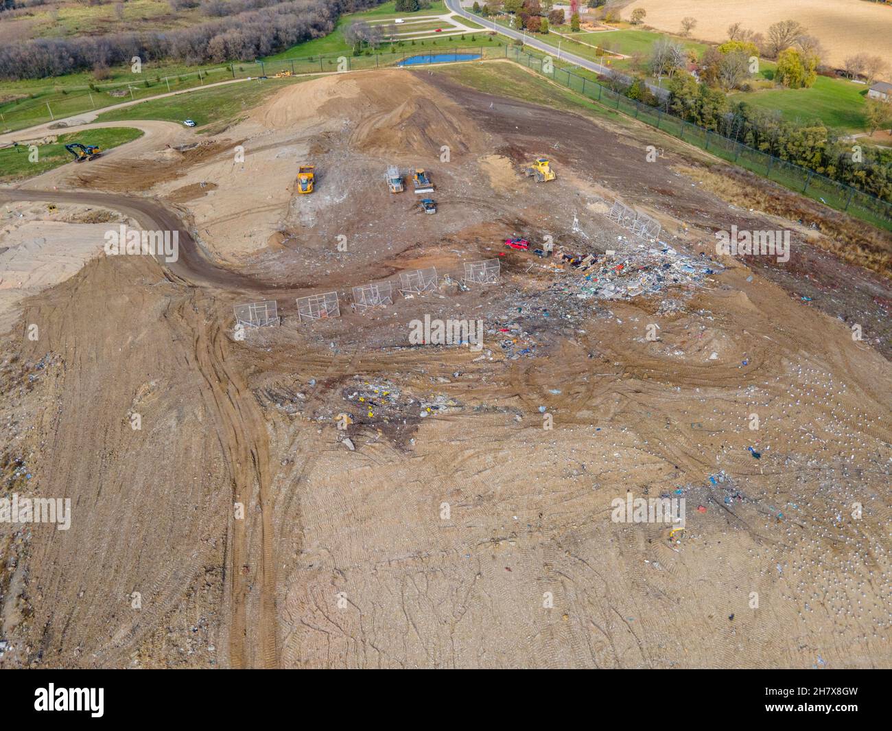 Aerial photograph of Dane County Landfill on an overcast November