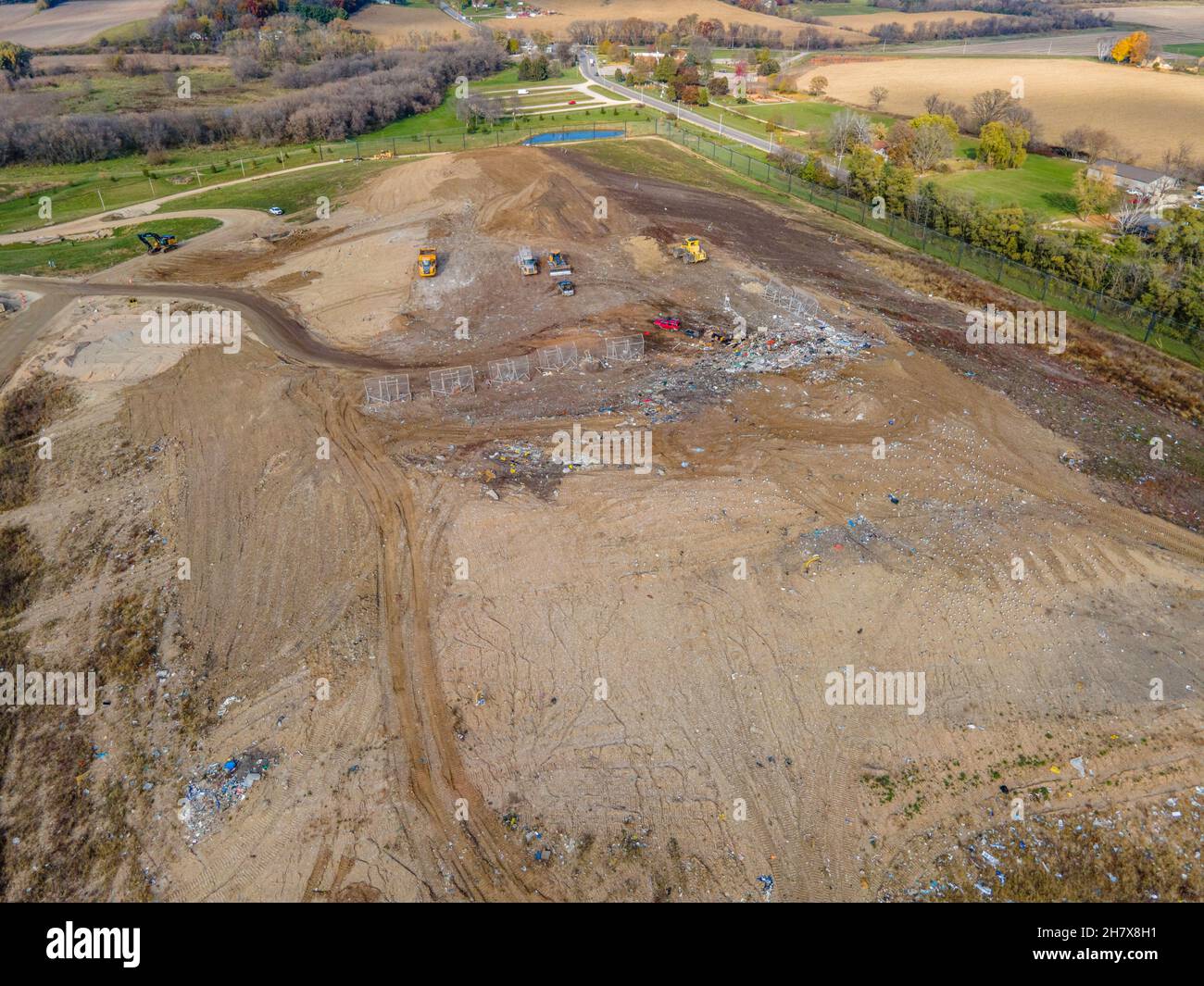 Aerial photograph of Dane County Landfill on an overcast November
