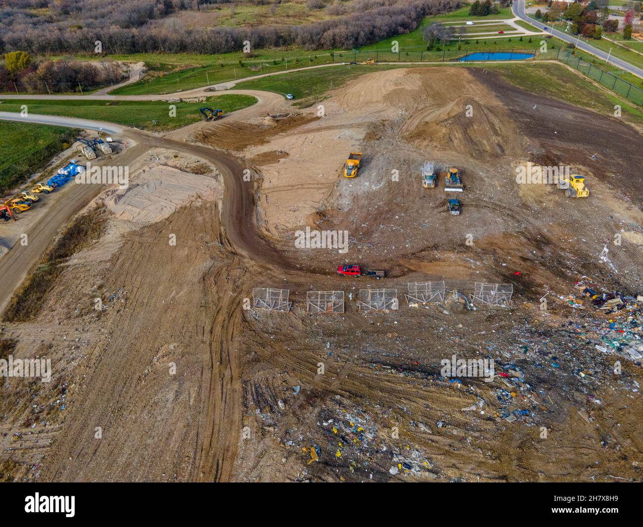 Aerial photograph of Dane County Landfill on an overcast November afternoon. Madison, Wisconsin
