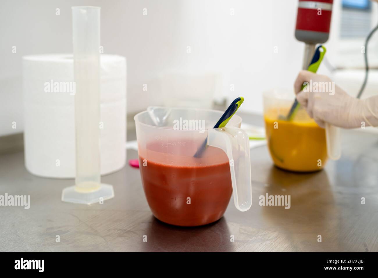 production of natural cosmetics in the laboratory Stock Photo