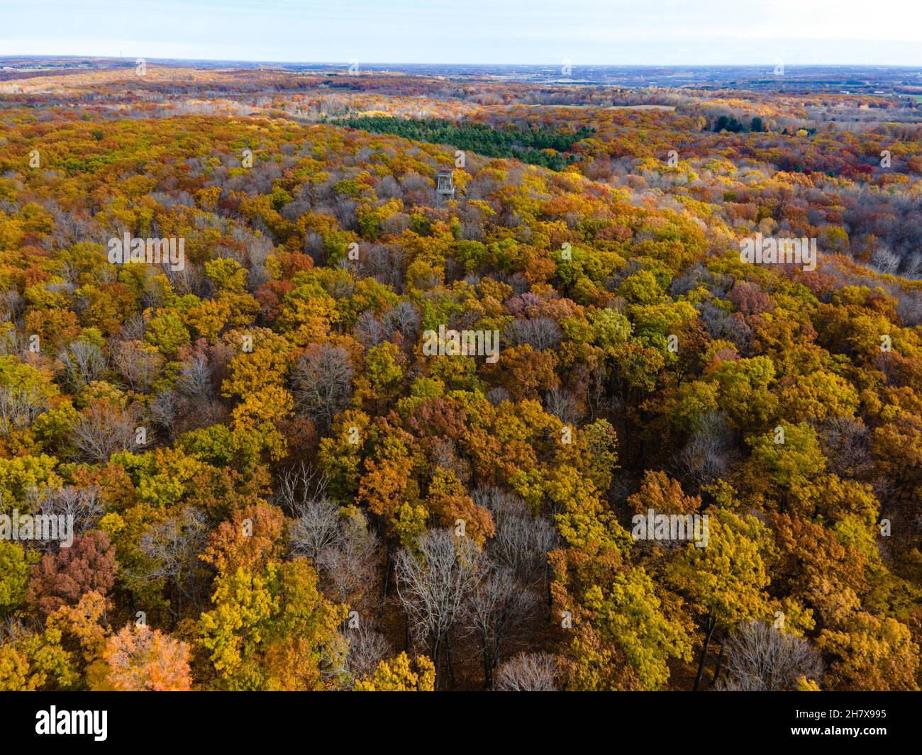 Aerial photograph of Parnell Tower, a high vantage point, in the Kettle