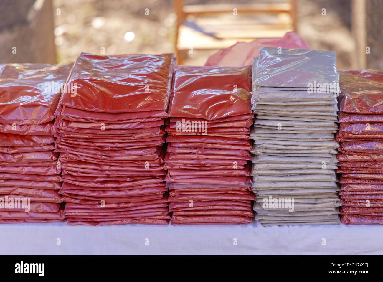 Ground Chili Pepper Powder in Bulk Bags Spice Market Stock Photo Alamy