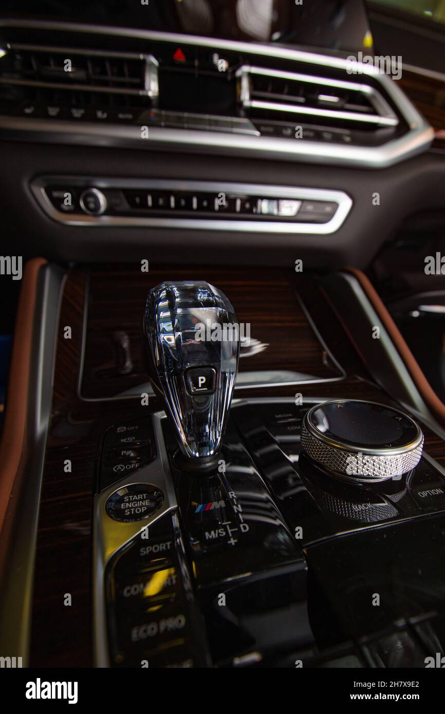 Lviv, Ukraine - October 21, 2020: Closeup BMW automatic transmission lever  shift with Swarovski crystals Stock Photo - Alamy