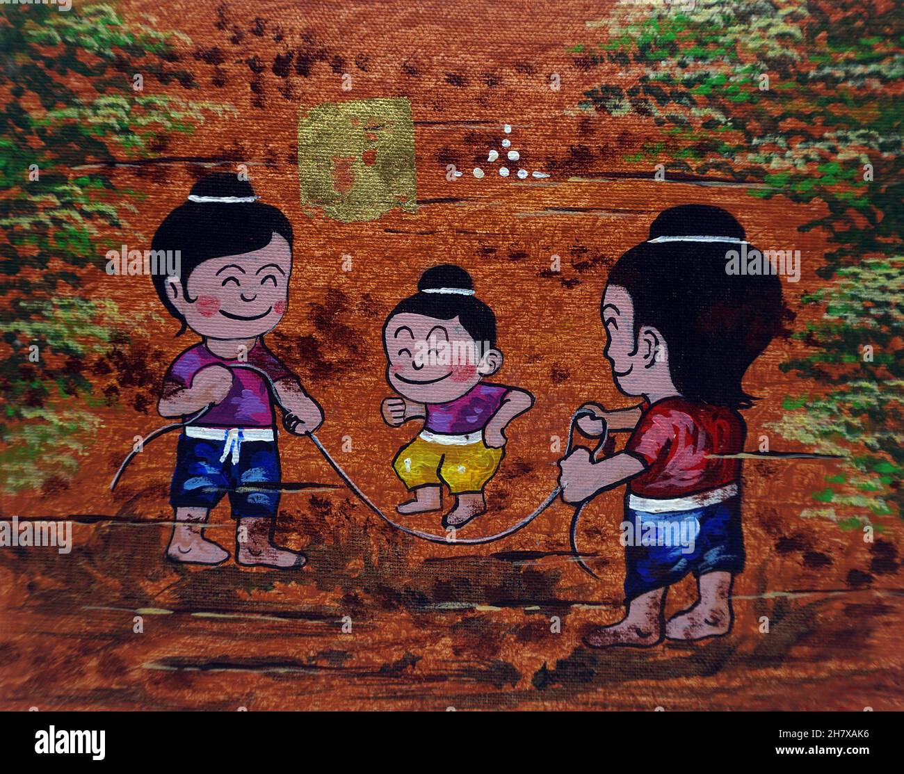 paint brushes, palette , decoration , Art painting oil color ,children playing From Thailand Stock Photo