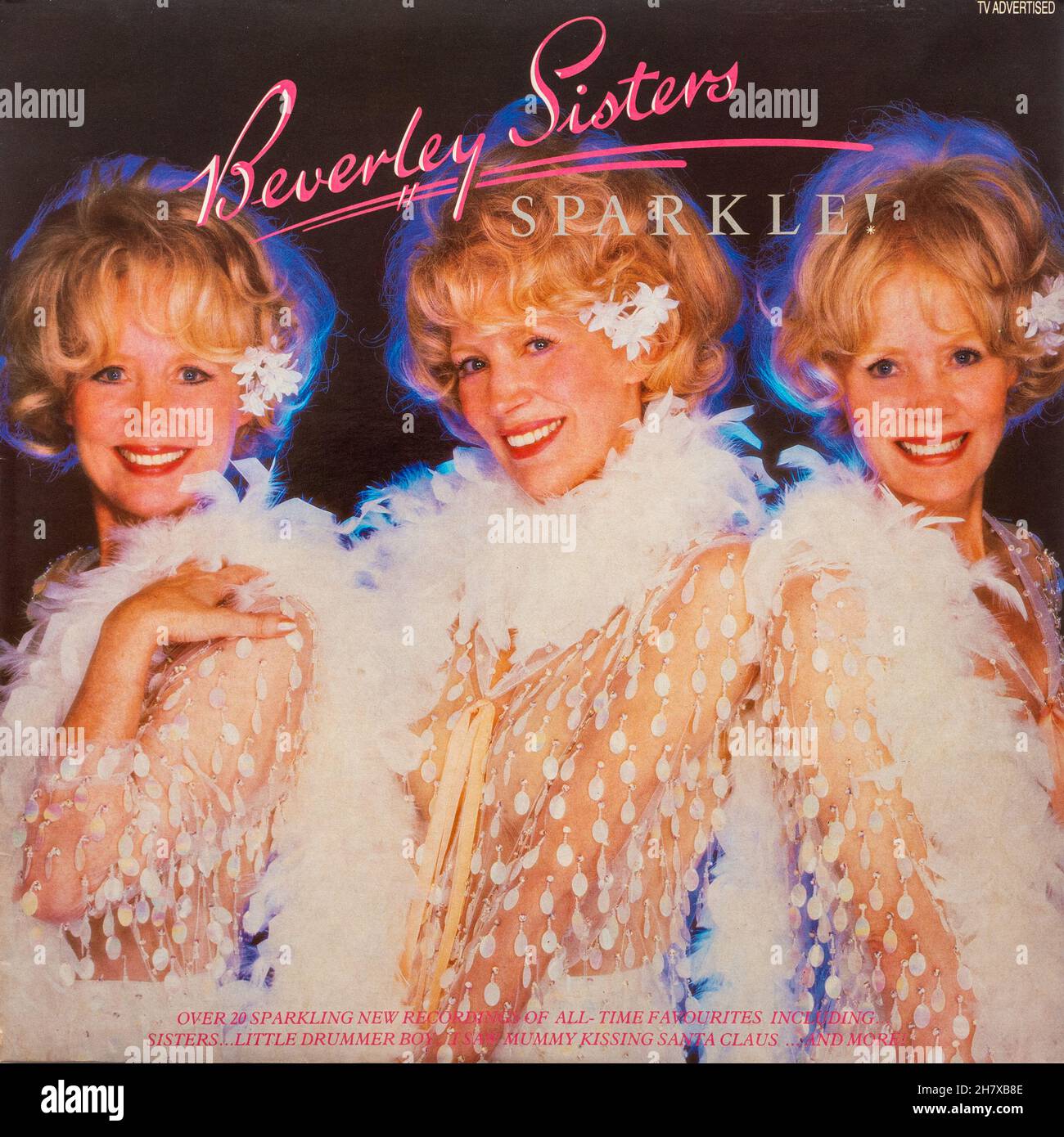 Beverley Sisters album Sparkle, 1985 vinyl LP record cover by the English singing trio Stock Photo