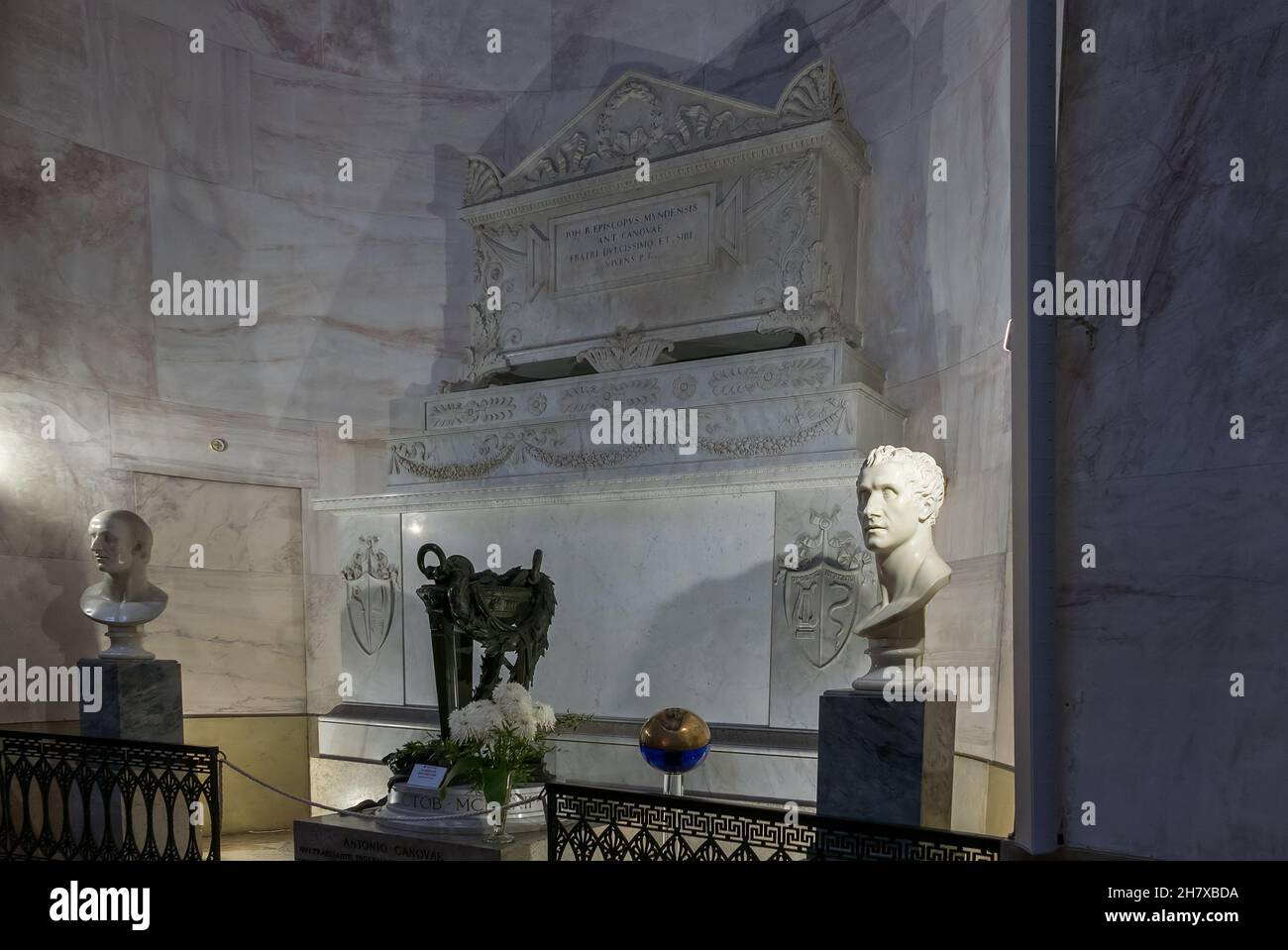 Possagno, Italy - Monumental tomb of the famous italian sculptor Antonio Canova (1757-1822) and of his brother in law inside the s.c. Temple of Canova Stock Photo