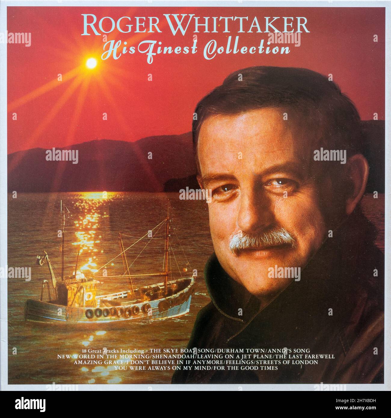 Roger Whittaker compilation album His Finest Collection, 1987 vinyl LP record cover Stock Photo
