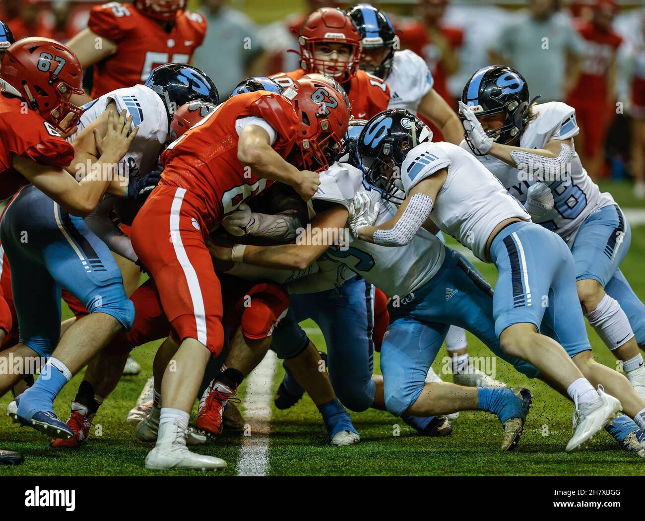 Football action with Skyline vs Sandpoint High School at the Idaho ...