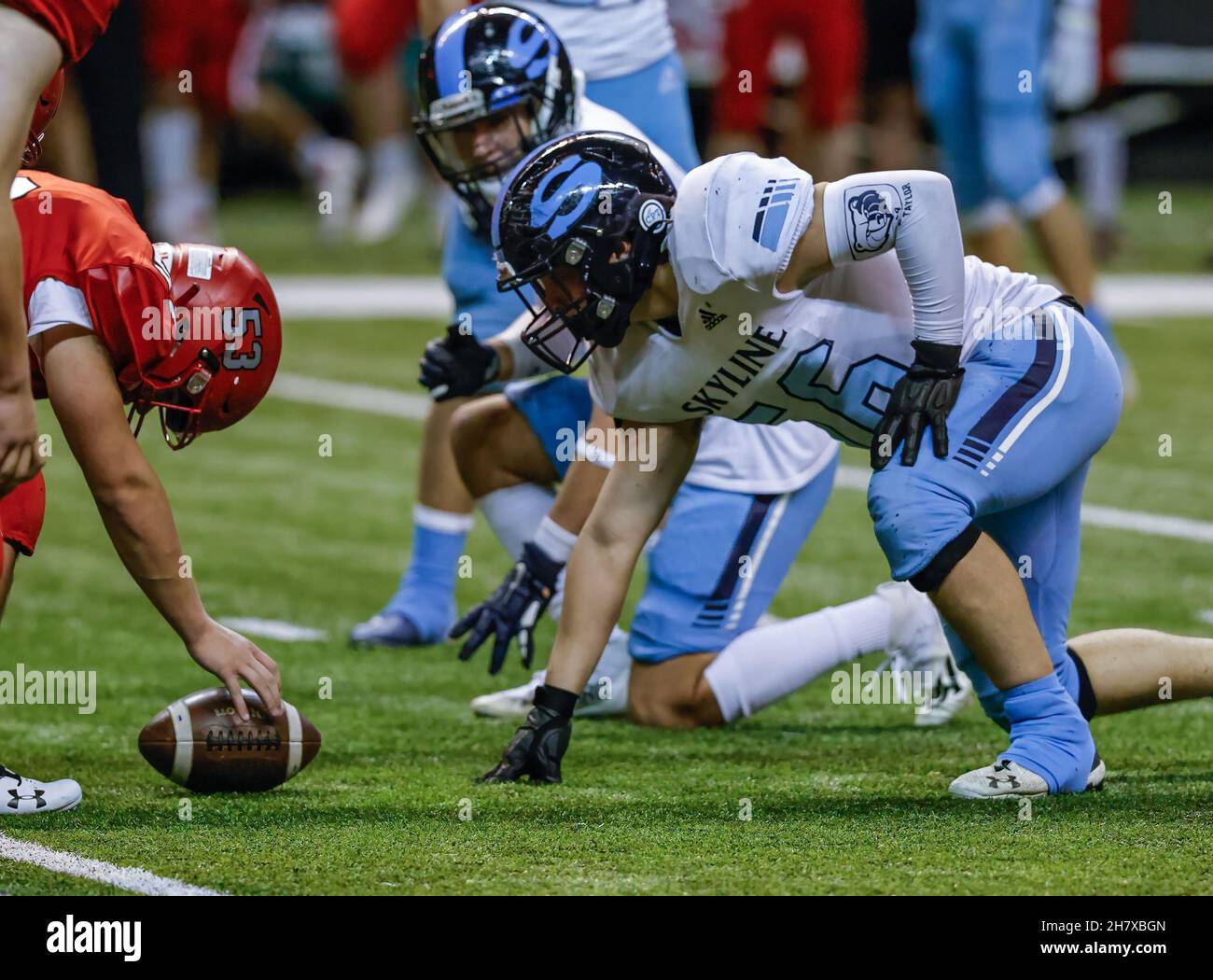 Football action with Skyline vs Sandpoint High School at the Idaho ...
