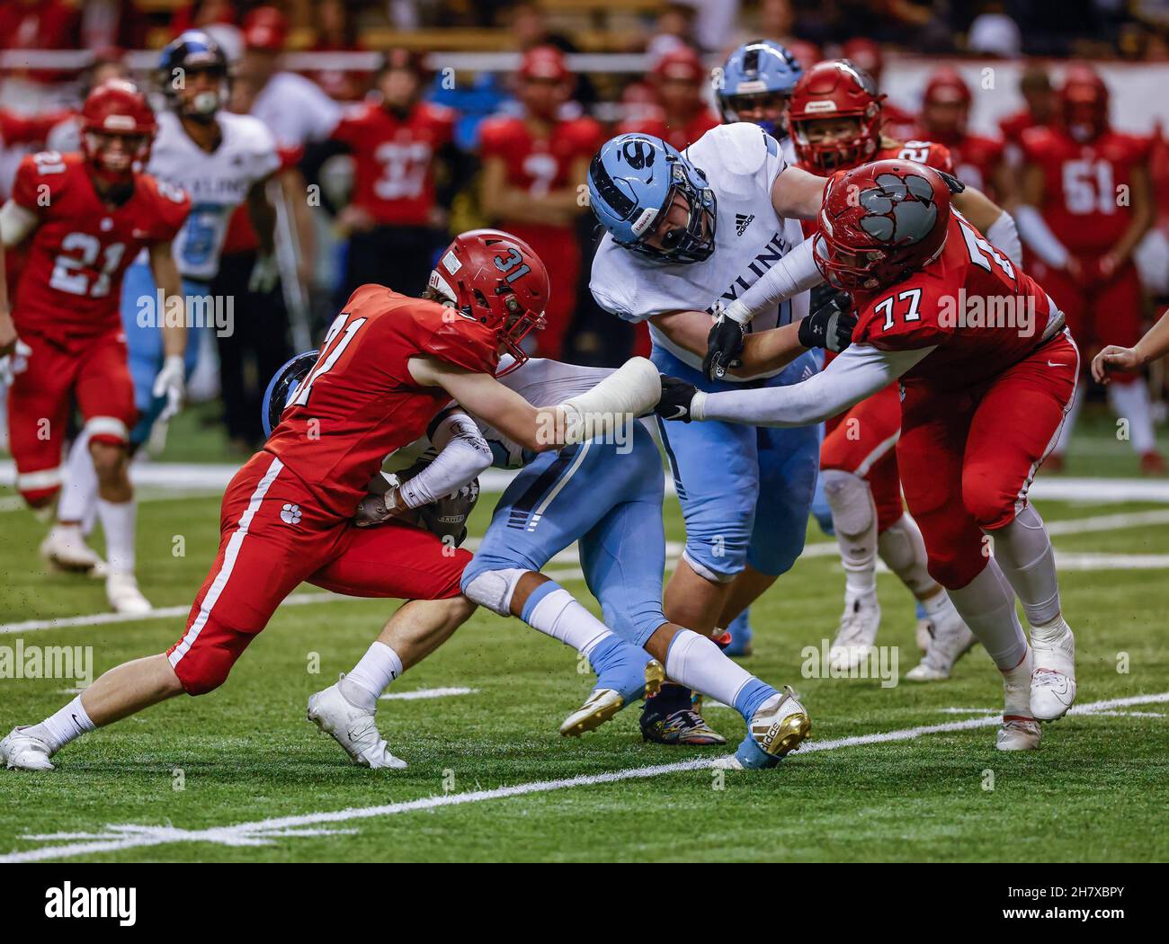 Football action with Skyline vs Sandpoint High School at the Idaho ...